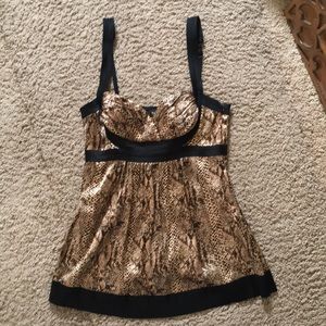 Bebe Leopard Print Silk Top